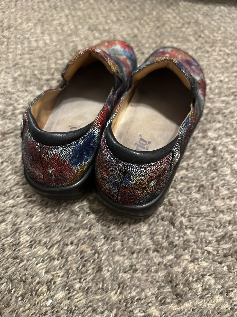 Alegria Floral Multicolor Slip-On Clogs in Red Blue Green - Picture 3 of 7